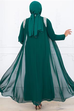 Zambak Tesettür Abiye Zümrüt