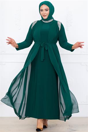Zambak Tesettür Abiye Zümrüt