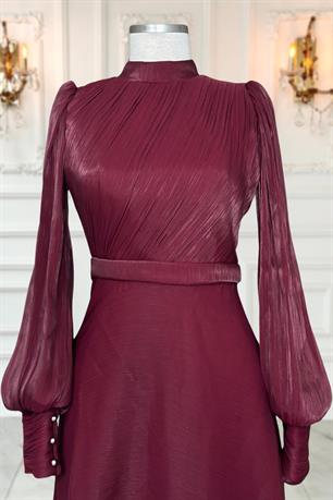 Zen Tesettür Abiye Bordo