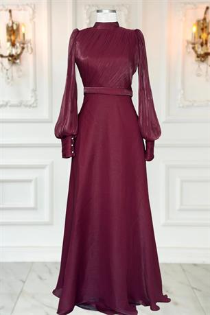 Zen Tesettür Abiye Bordo