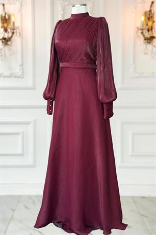Zen Tesettür Abiye Bordo