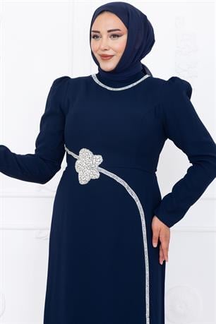 Zühre Tesettür Abiye Lacivert