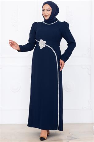 Zühre Tesettür Abiye Lacivert