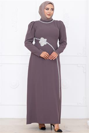 Zühre Tesettür Abiye Vizon