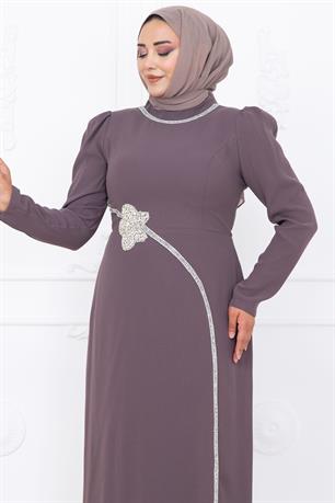 Zühre Tesettür Abiye Vizon
