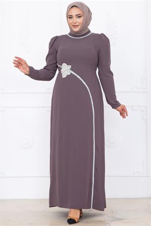 Zühre Tesettür Abiye Vizon