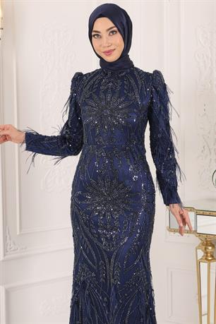 Zümra Tesettür Abiye Lacivert