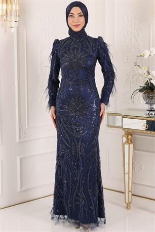 Zümra Tesettür Abiye Lacivert