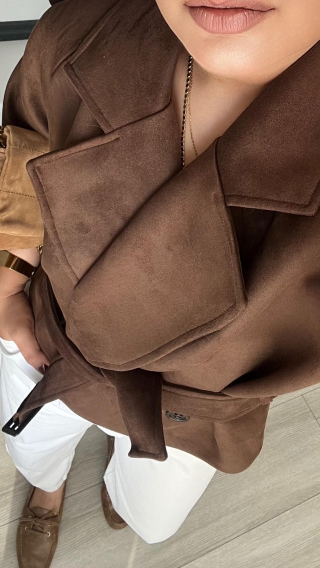 Dark Brown Trench Coat with Shoulder Epaulets and Belt
