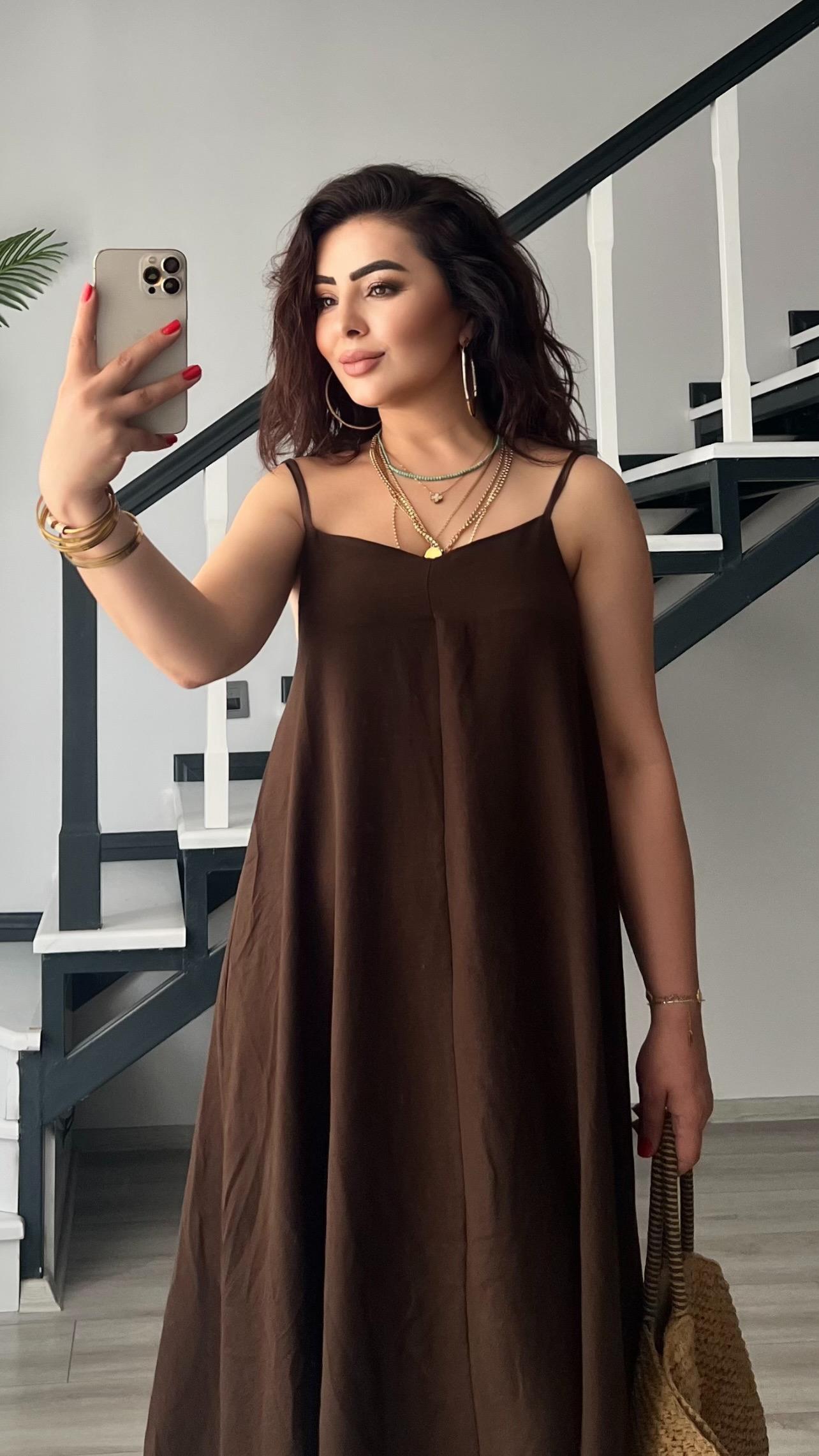 Acı Kahve Premium Askılı Elbise