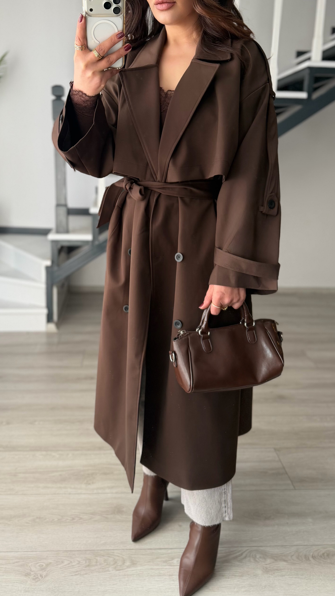 Acı Kahve Premium Oversize Trençkot