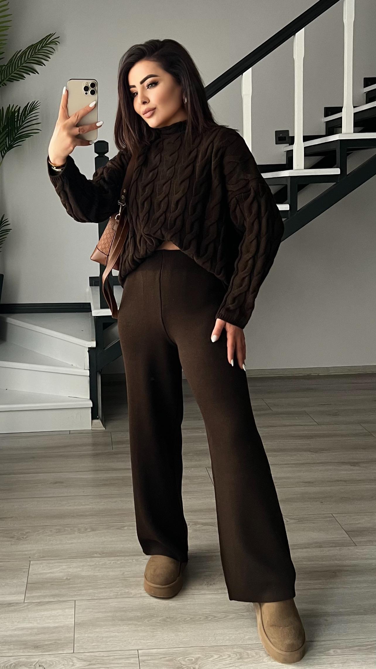 Dark Brown Premium Knitted Trousers