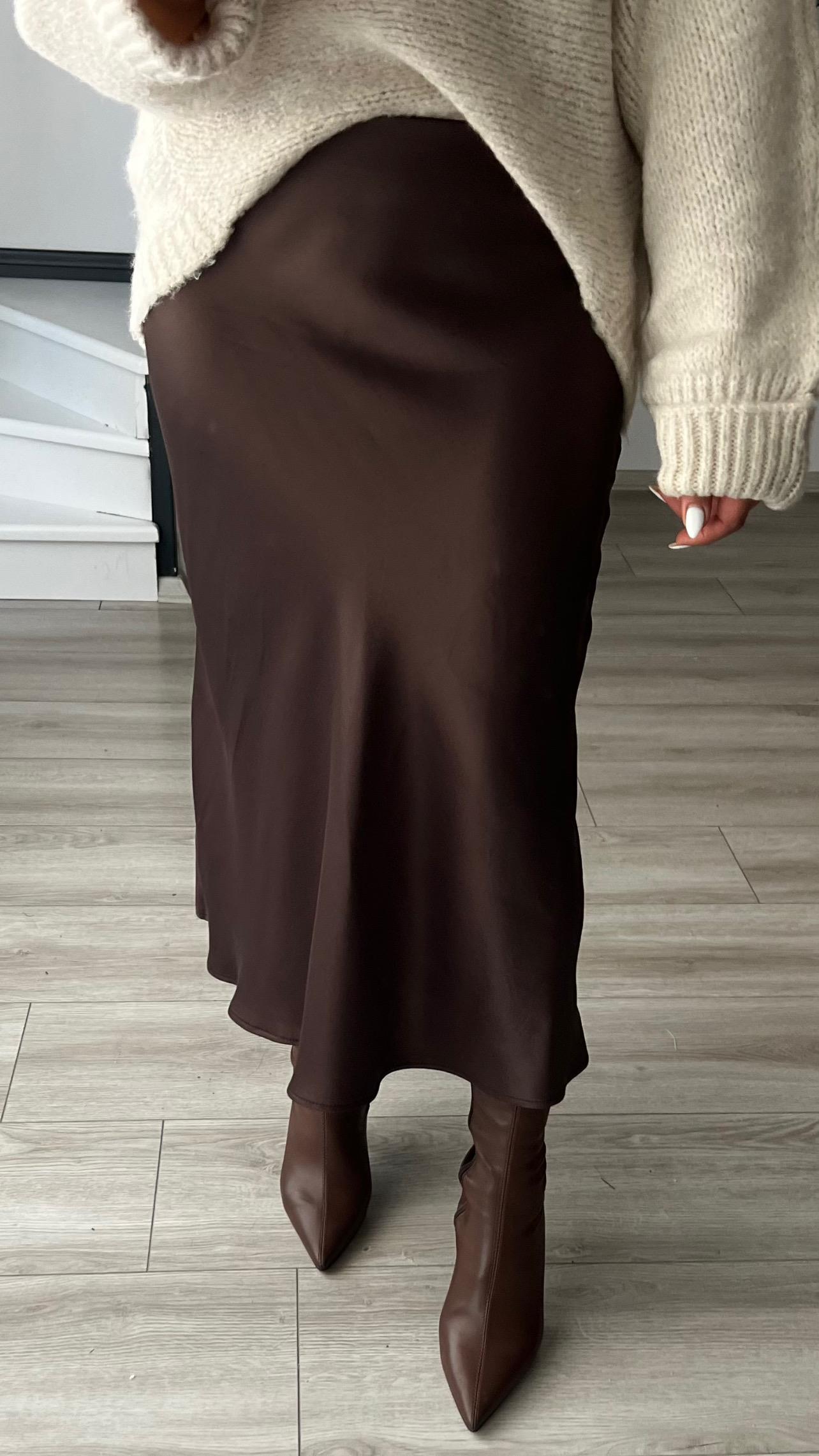 Dark Brown Satin Skirt