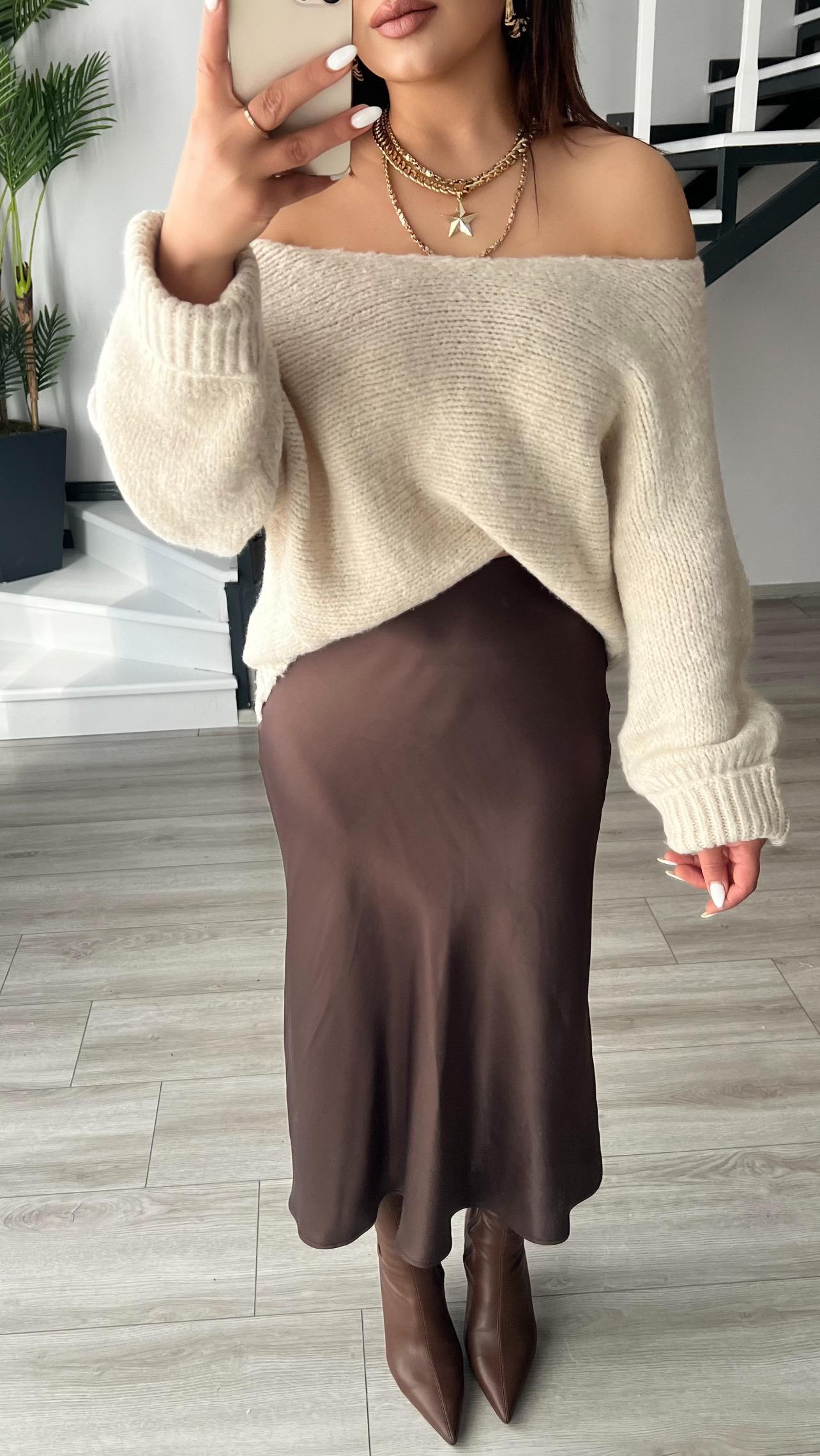 Dark Brown Satin Skirt