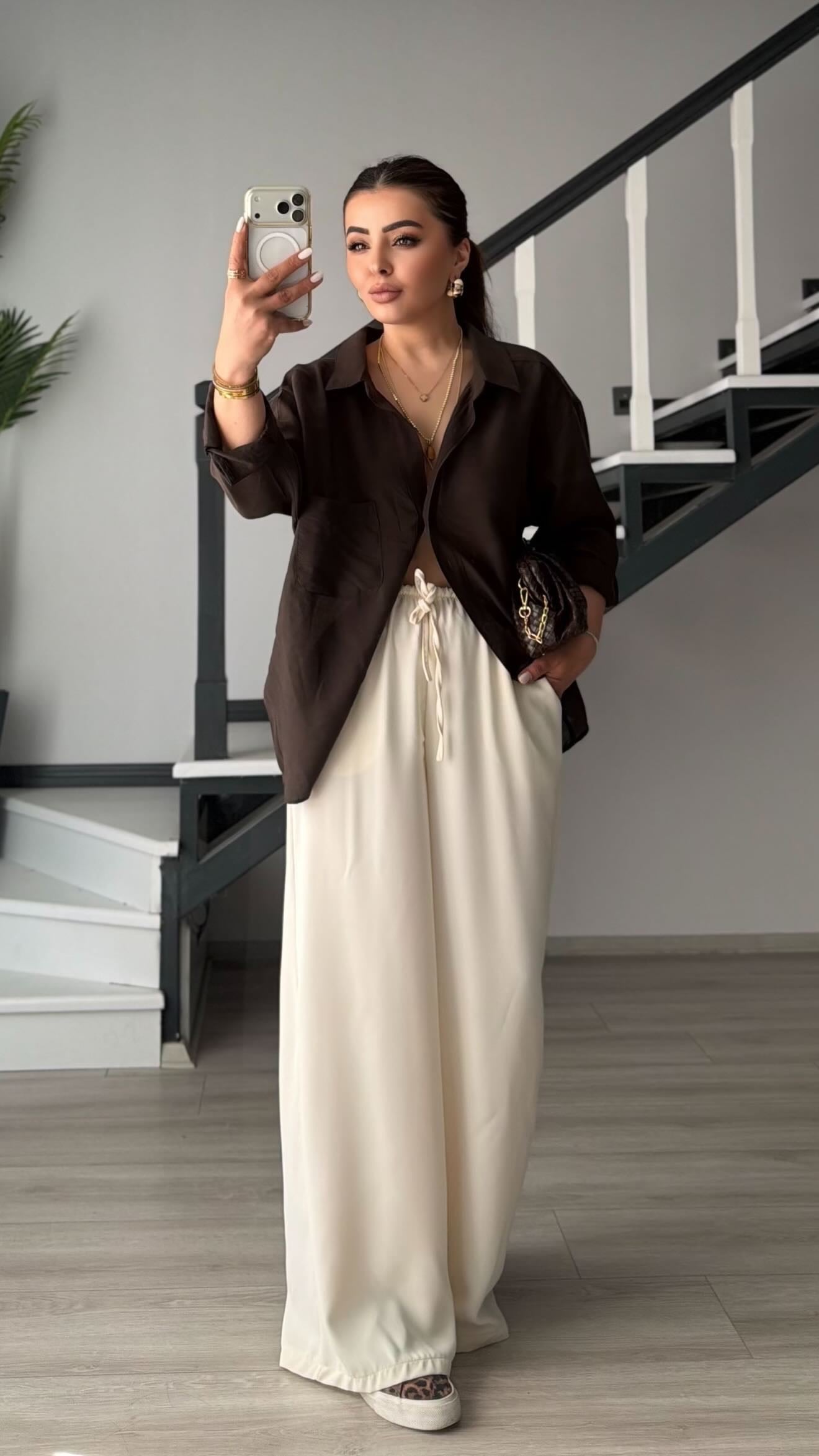 Acı Kahve Tencel Oversize Gömlek