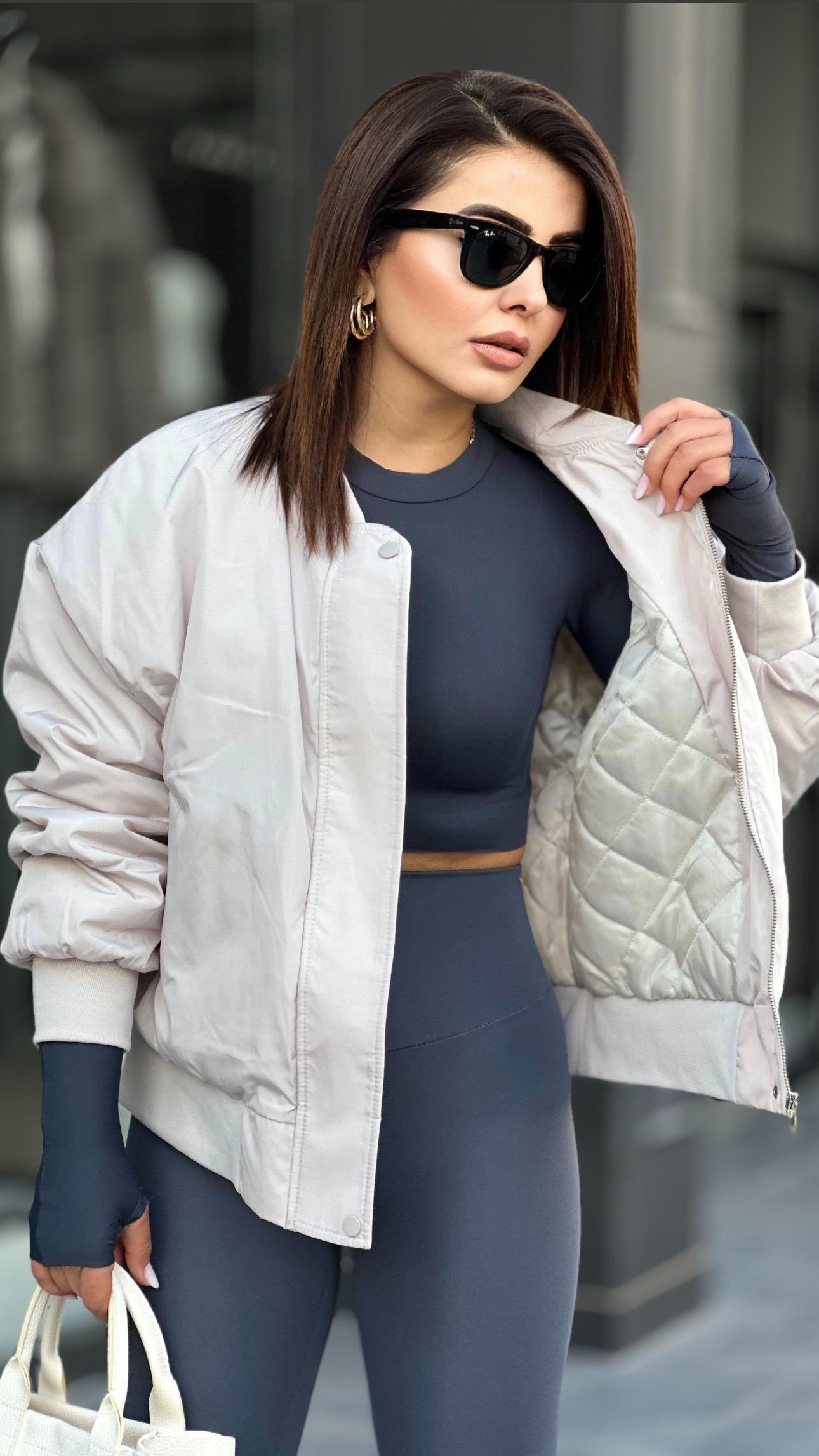 Açık Gri Bomber Ceket-Mont