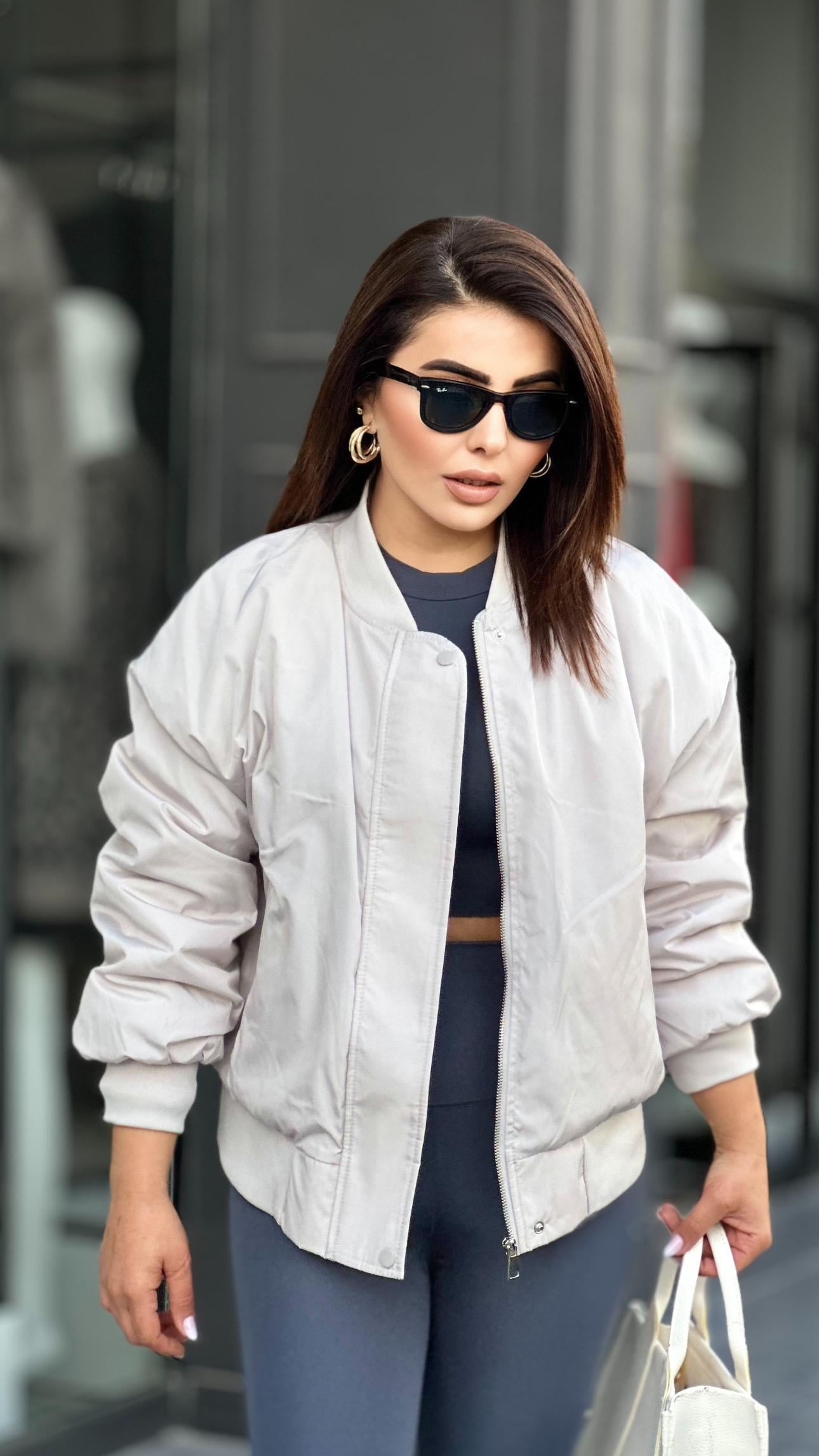 Açık Gri Bomber Ceket-Mont