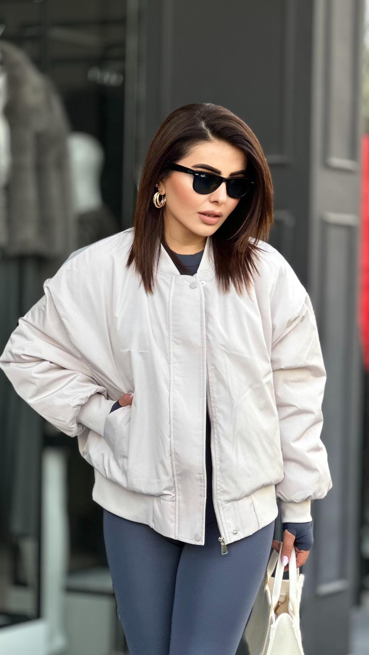 Açık Gri Bomber Ceket-Mont
