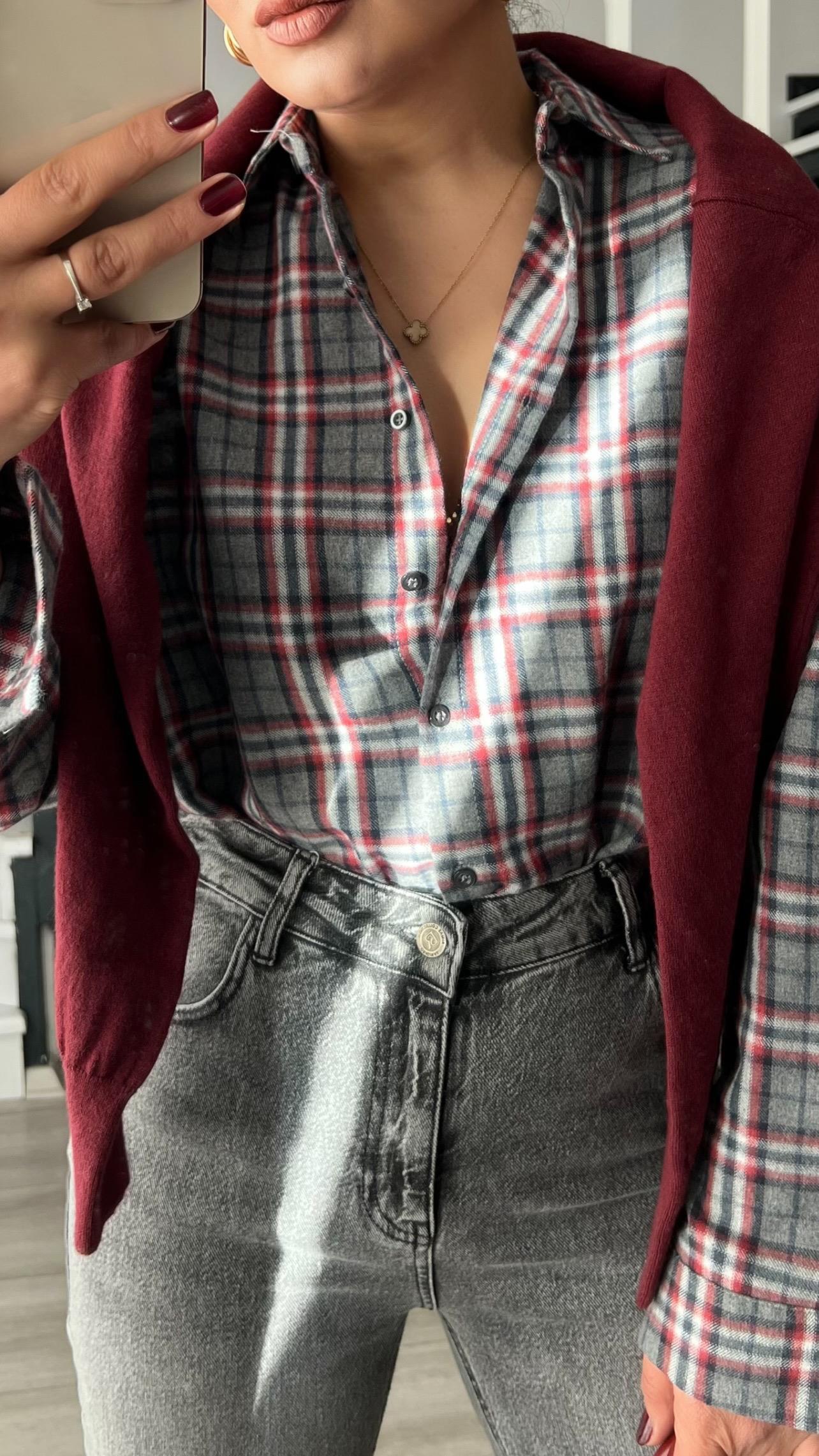 Anthracite-Red Plaid Lumberjack Shirt