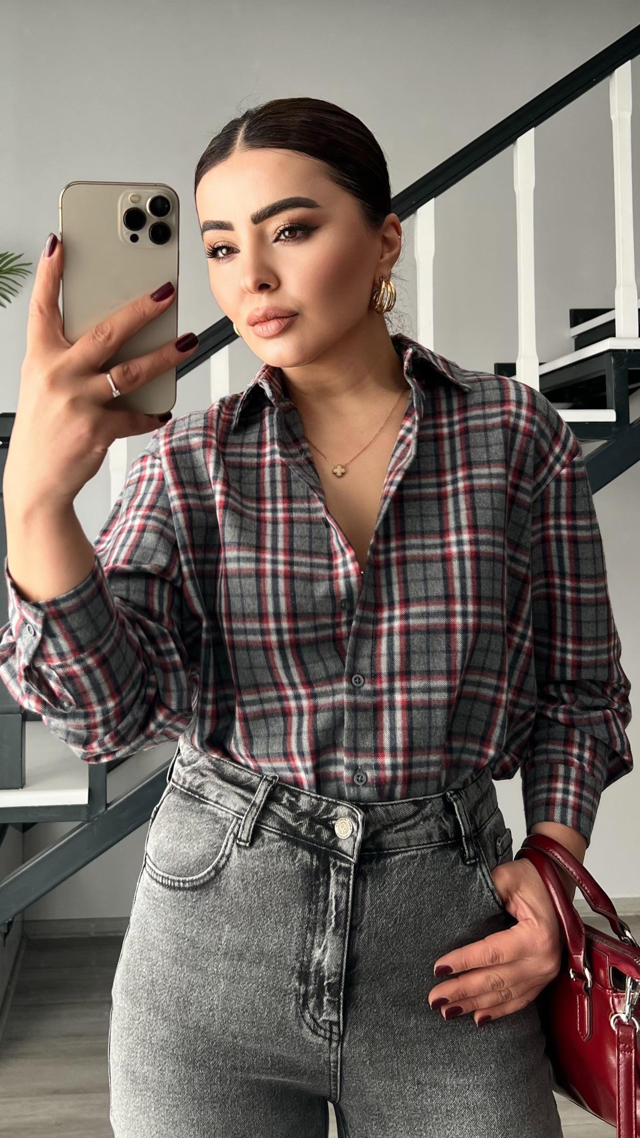 Anthracite-Red Plaid Lumberjack Shirt