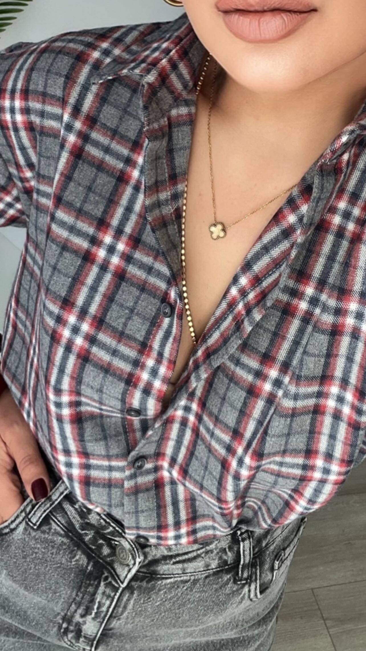 Anthracite-Red Plaid Lumberjack Shirt