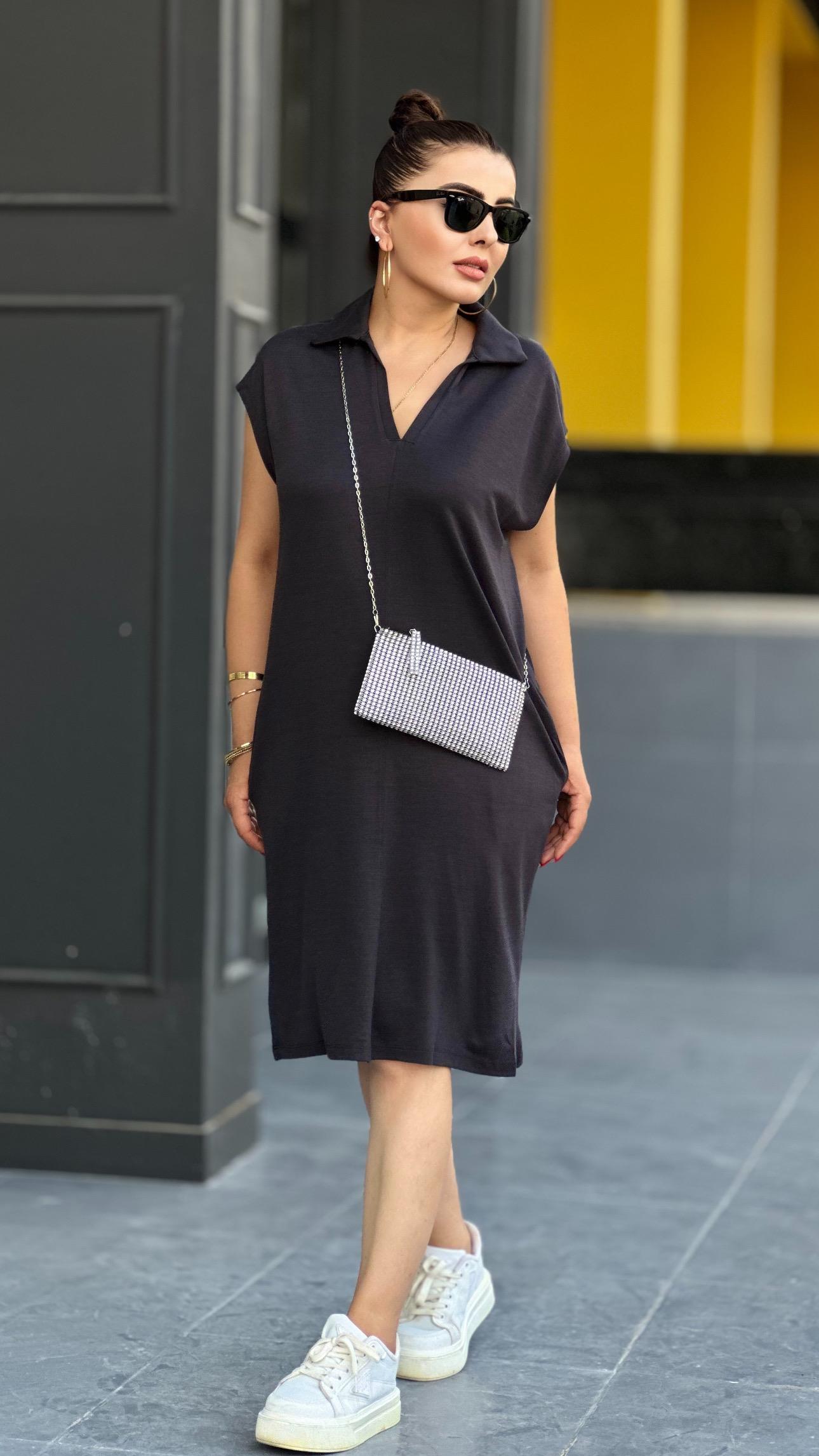 Anthracite Modal Fabric Oversize Dress