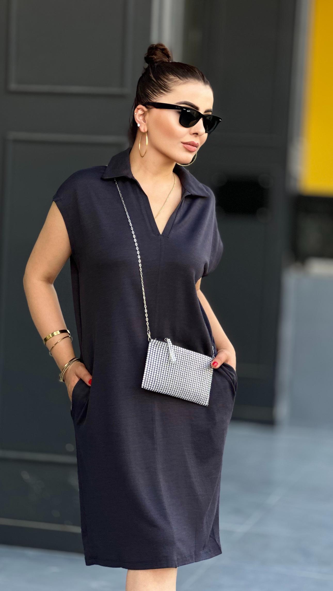 Anthracite Modal Fabric Oversize Dress