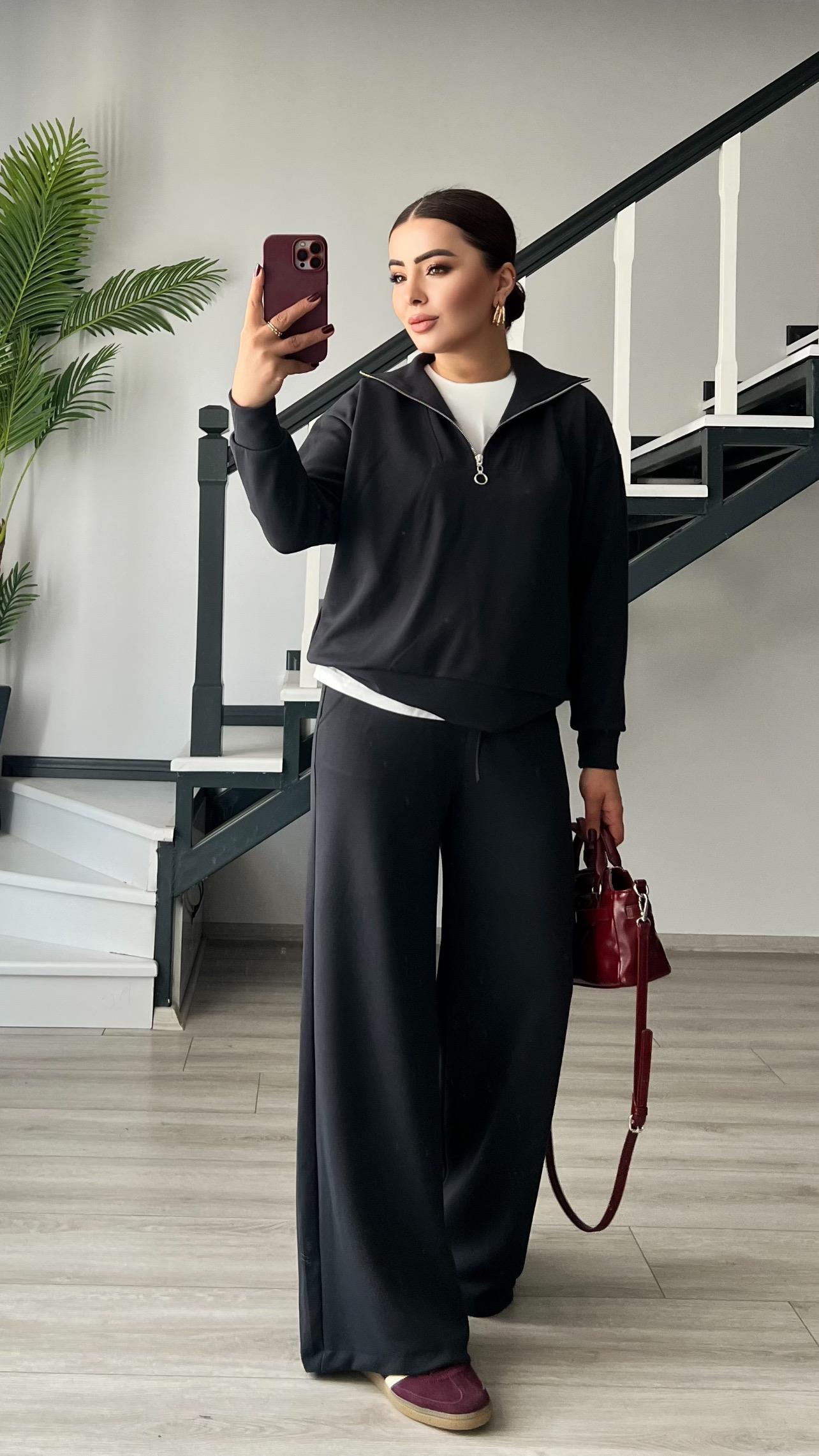 Anthracite Modal Fabric Half-Zip Suit