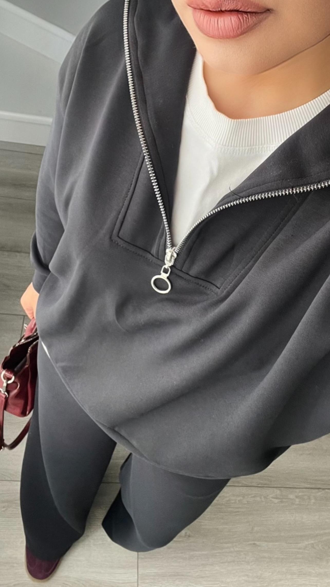 Anthracite Modal Fabric Half-Zip Suit