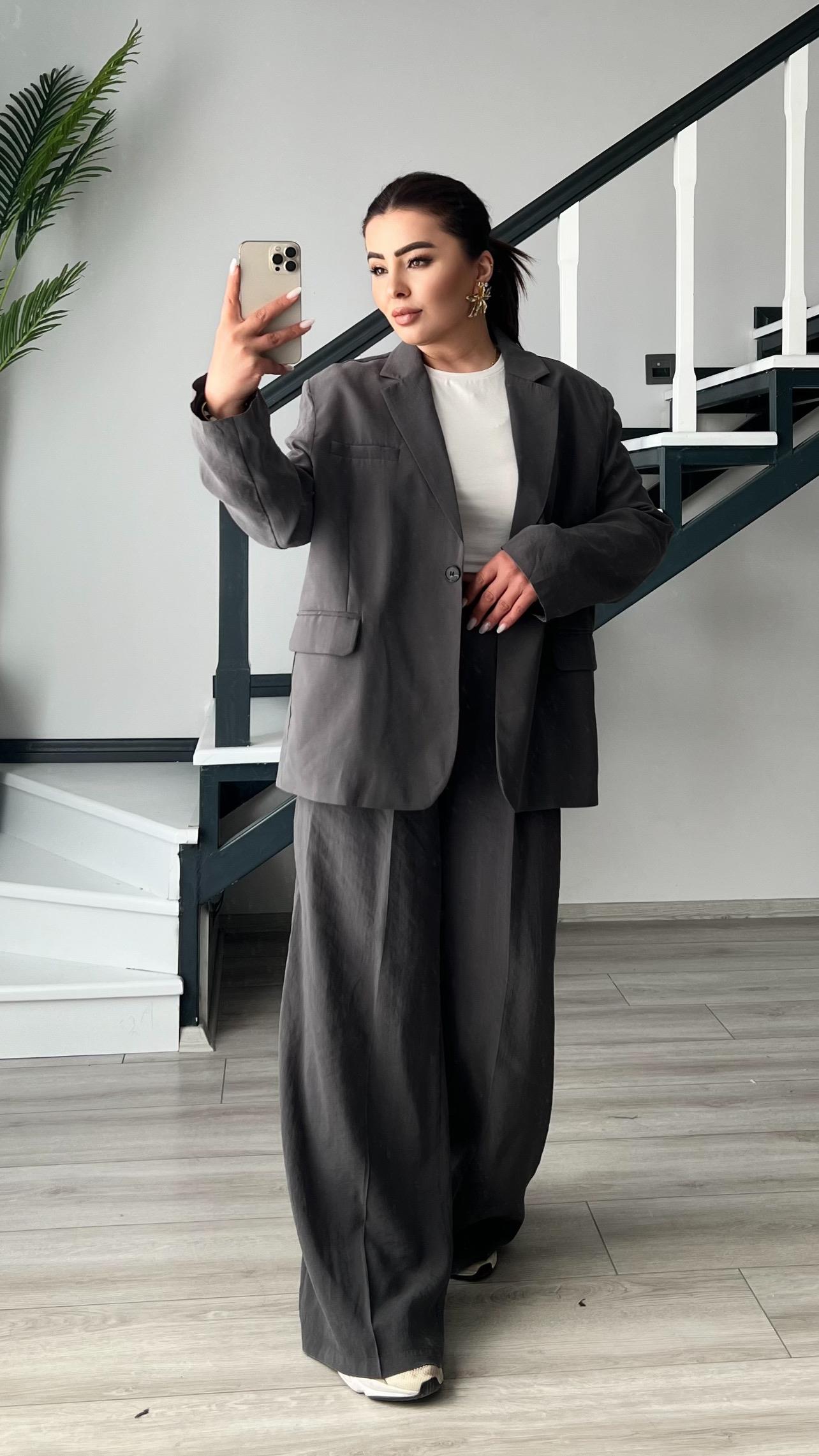 Anthracite Tencel Jacket and Trousers Set
