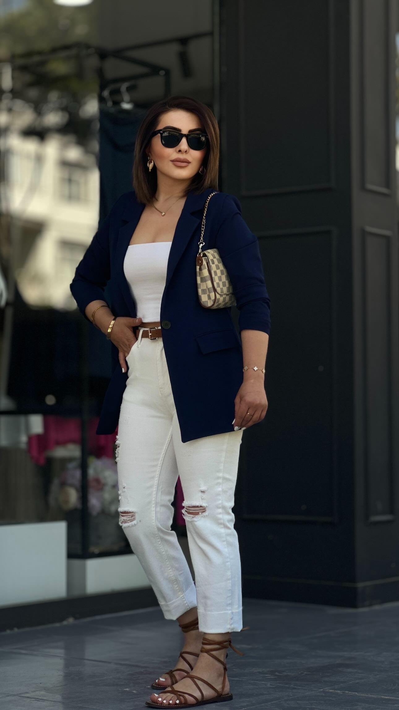 Atlas Lacivert Tek Düğme Blazer Ceket