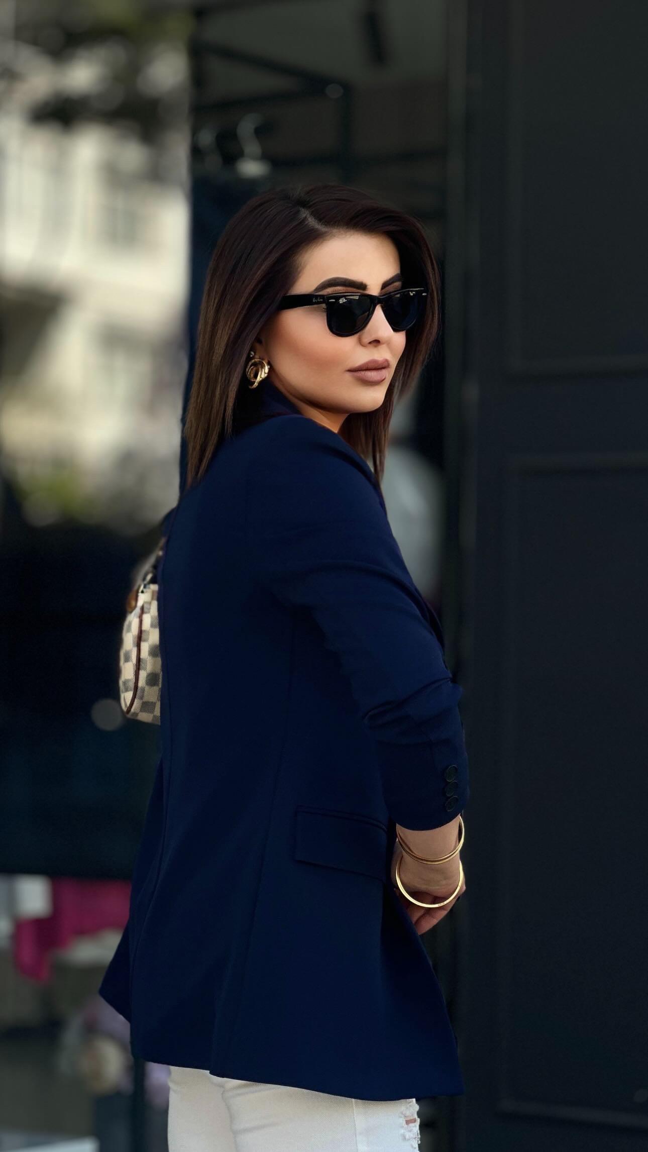 Atlas Lacivert Tek Düğme Blazer Ceket