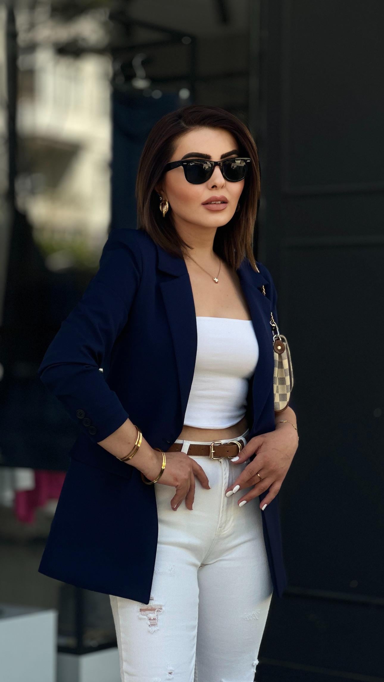 Atlas Lacivert Tek Düğme Blazer Ceket