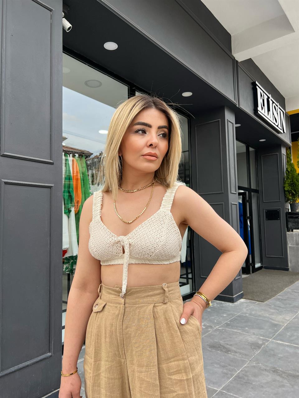 Bağlamalı Örme Bluz