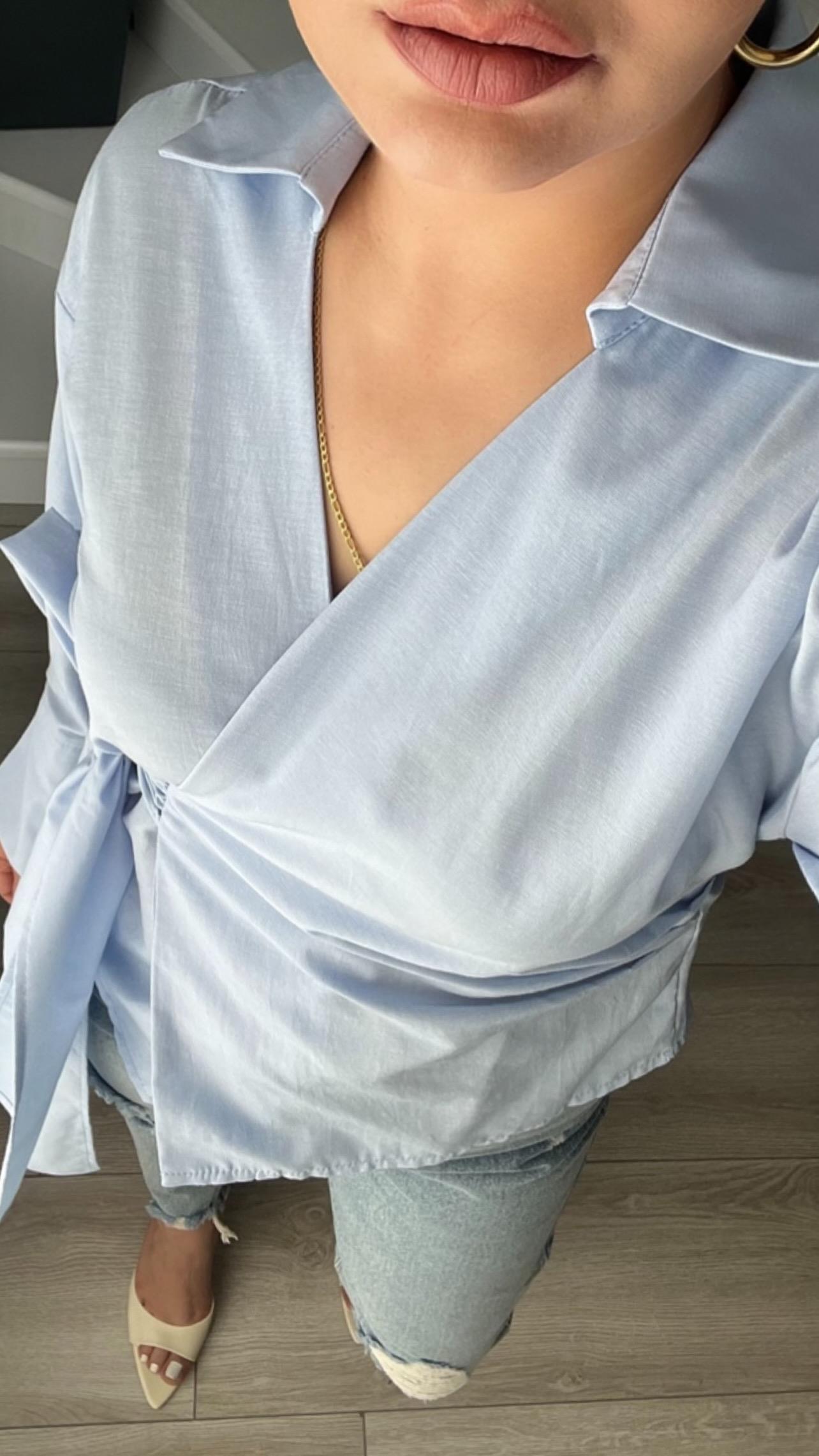 Baby Blue Shirt with Tie Detail