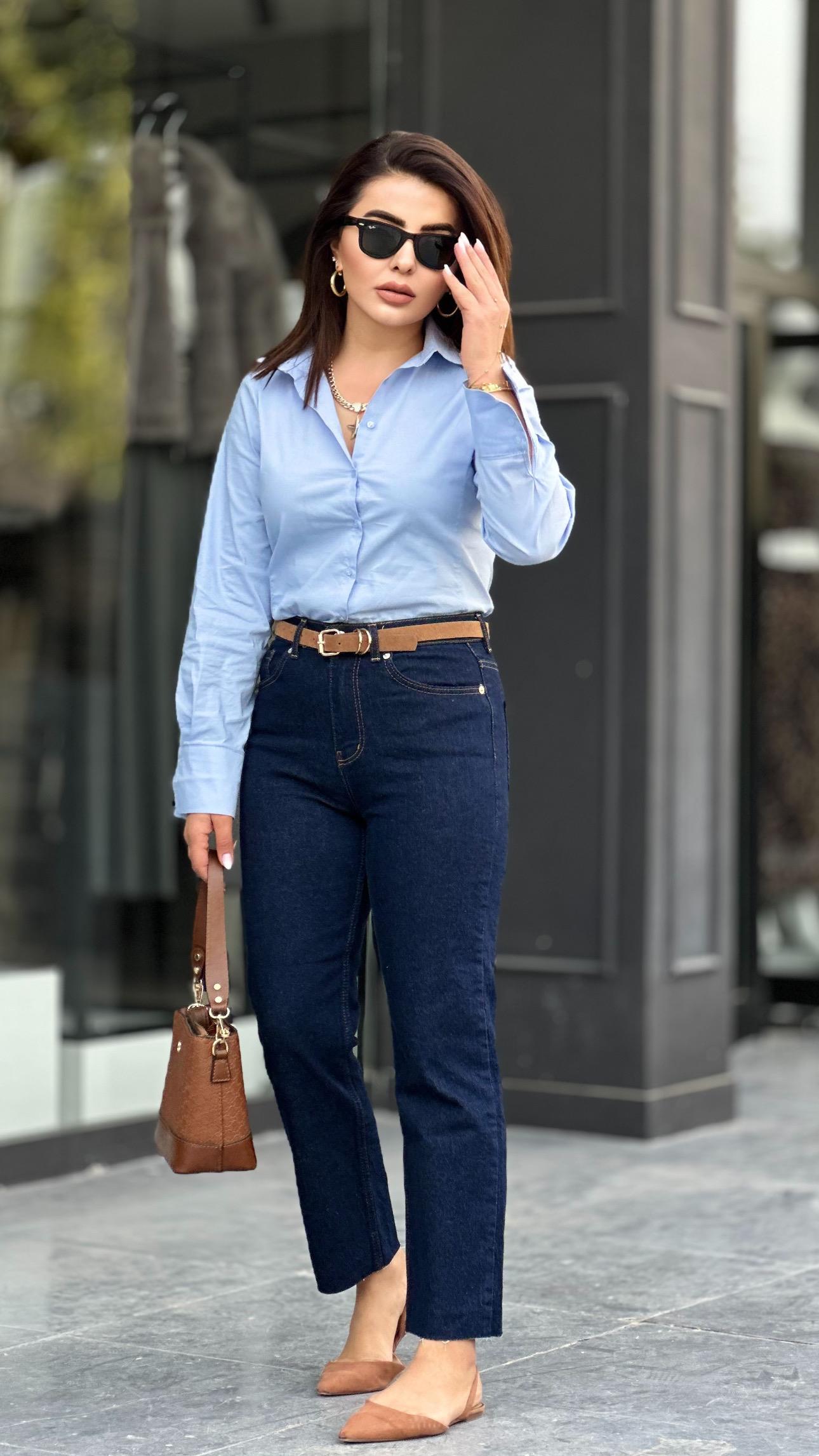 Baby Blue Slim Fit Cotton Shirt