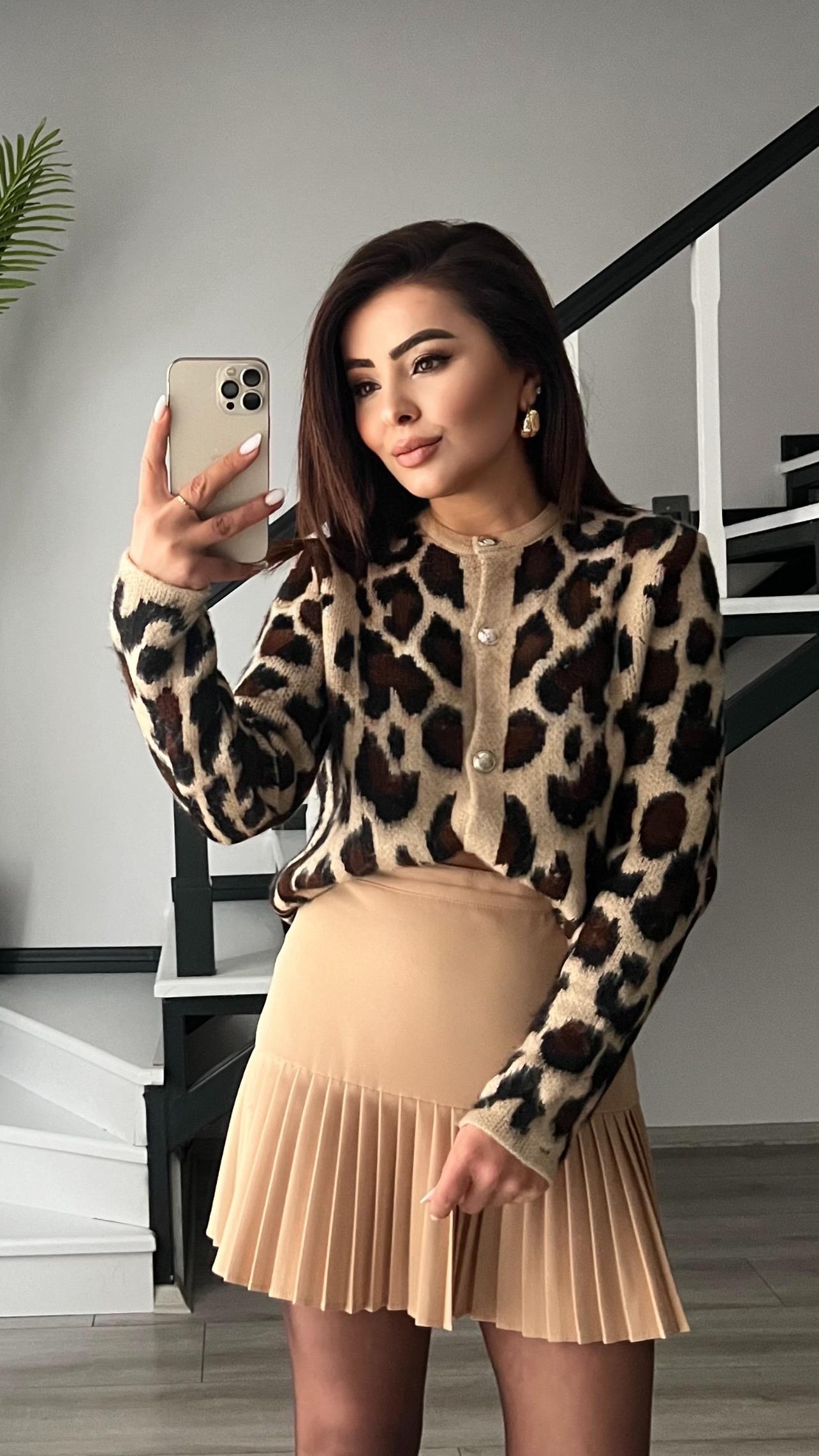 Bej Duble Piliseli Mini Etek