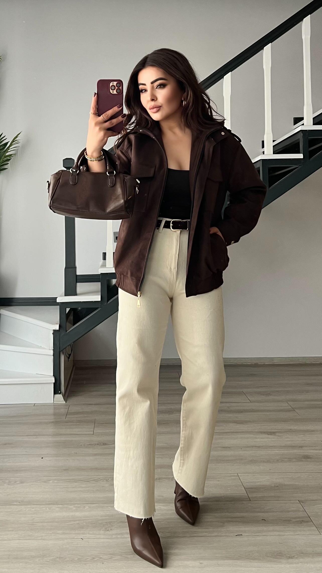 Beige Belted Cropped Leg Premium Jeans
