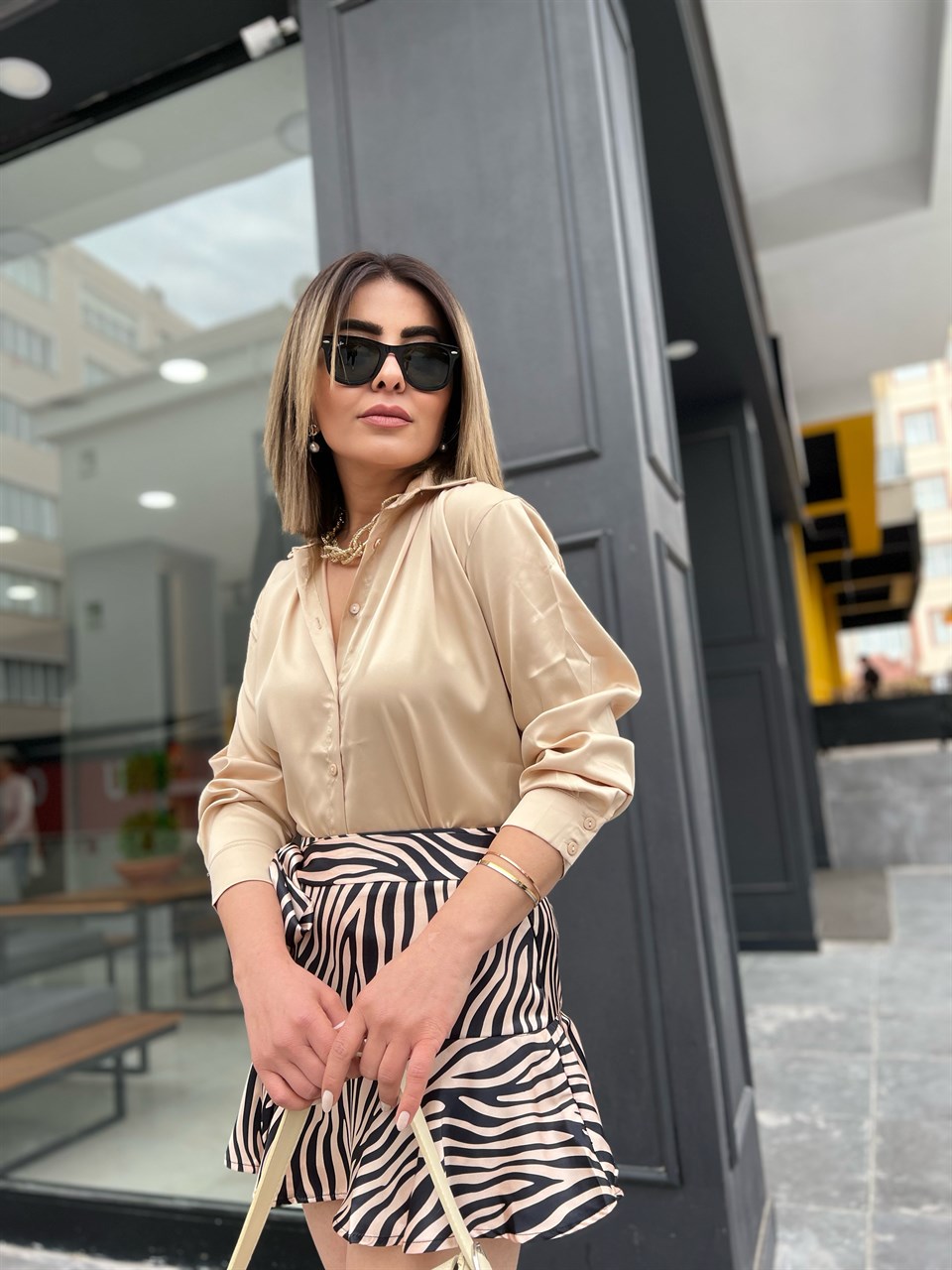 Beige Satin Shirt