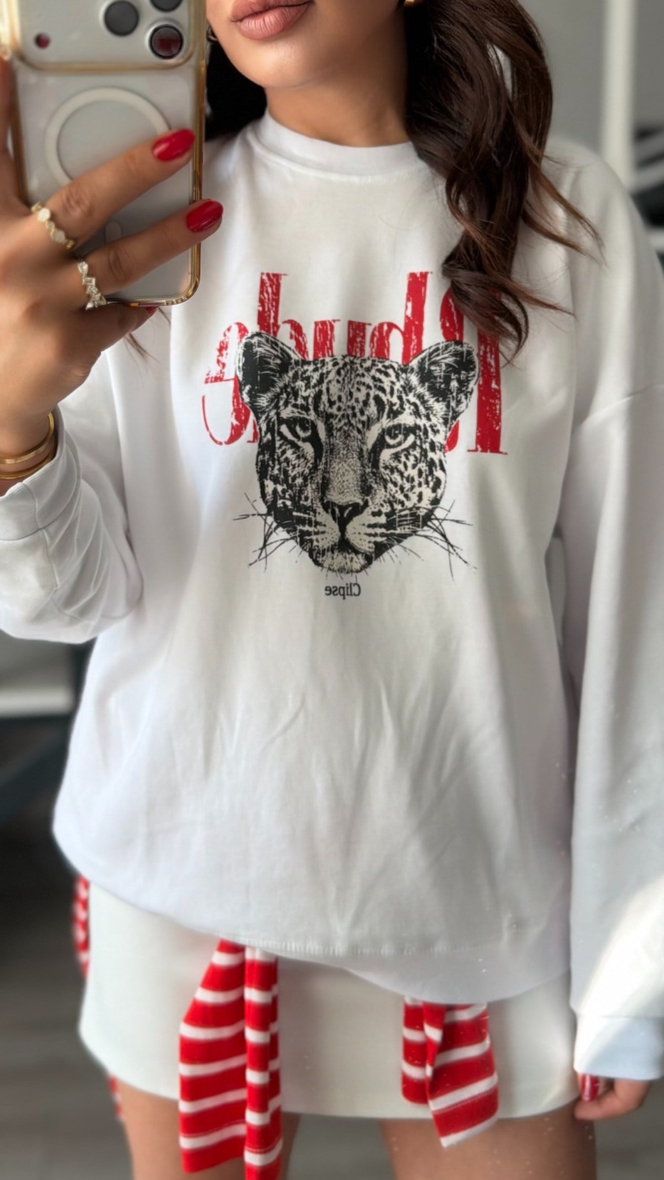 White Printed 2-Thread Sweatshirt