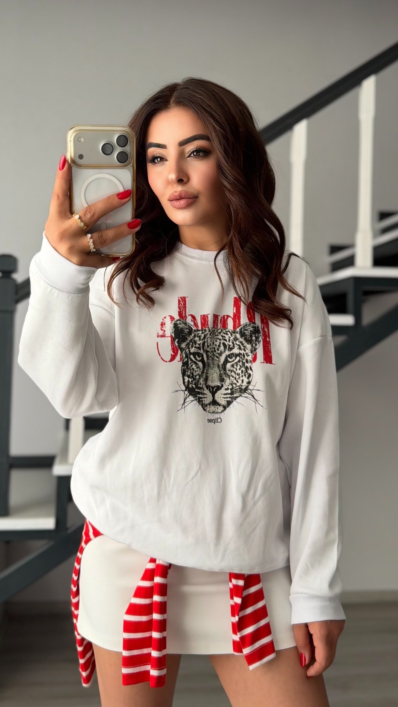 White Printed 2-Thread Sweatshirt