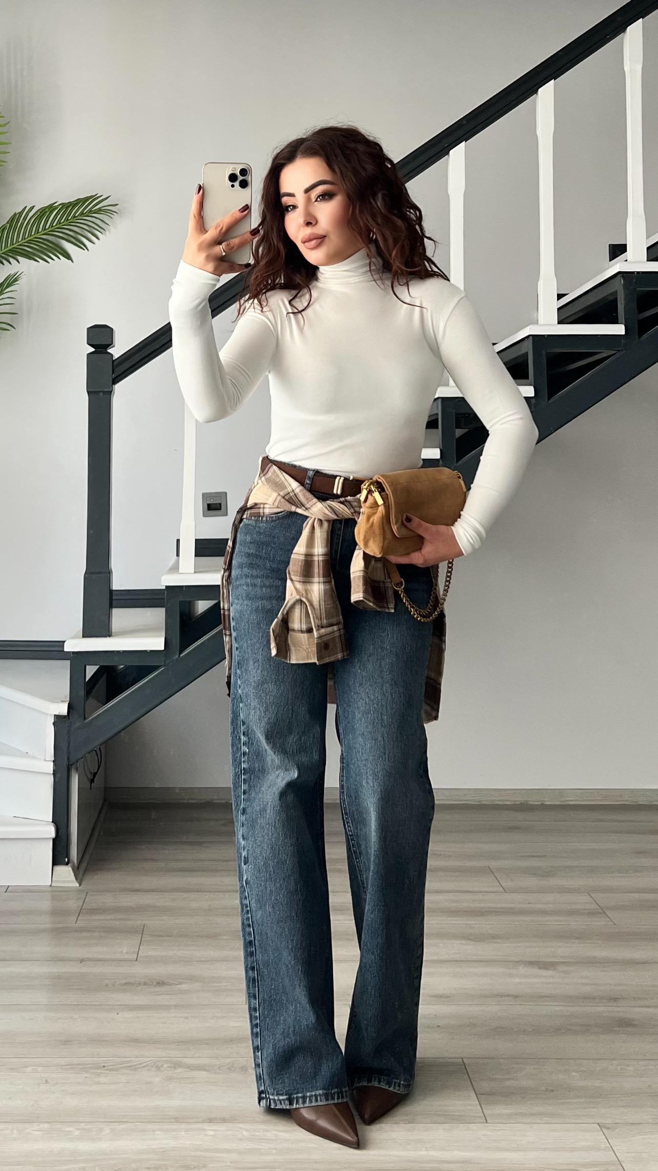 White Double Modal Turtleneck Blouse