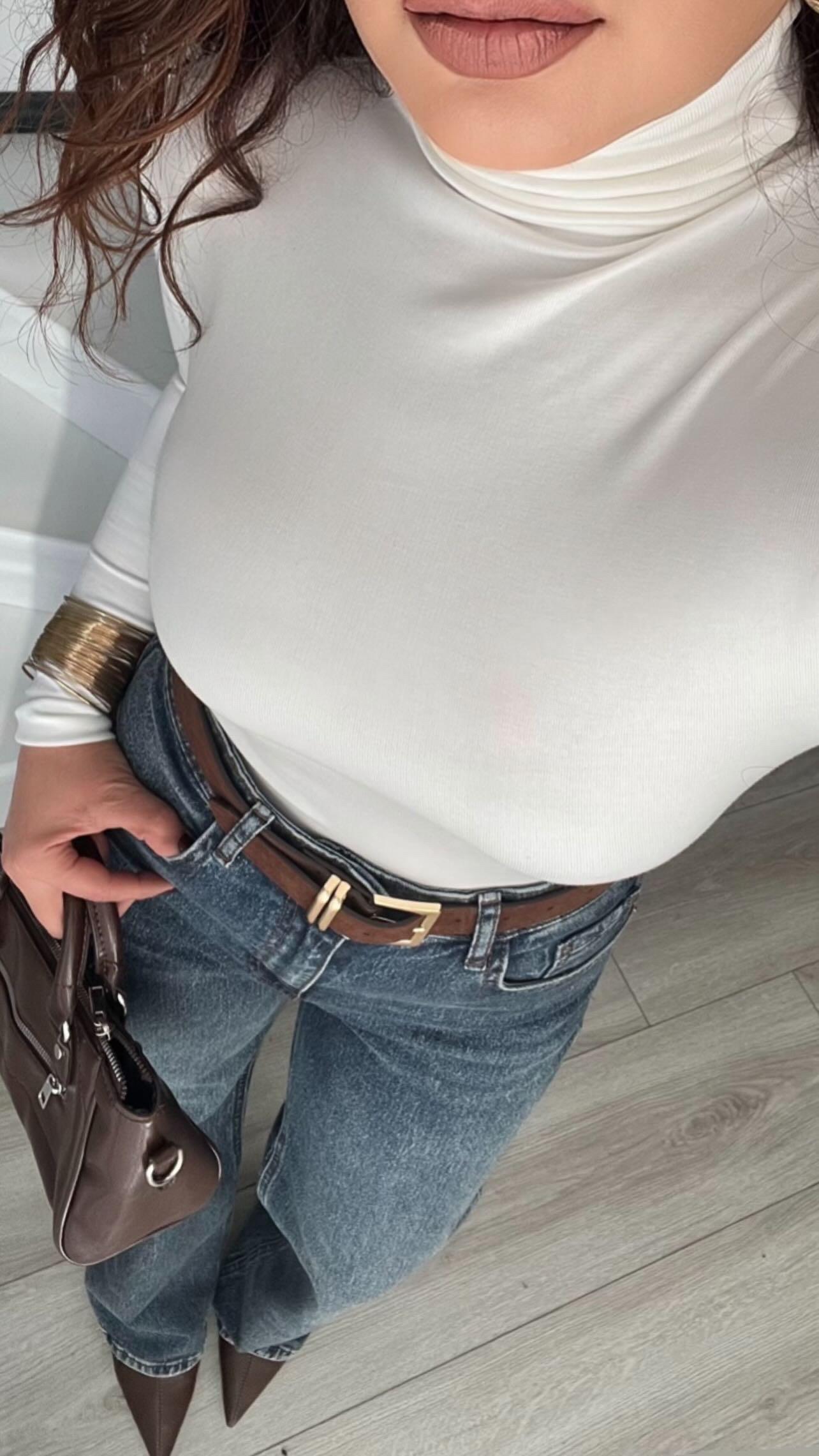White Double Modal Turtleneck Blouse