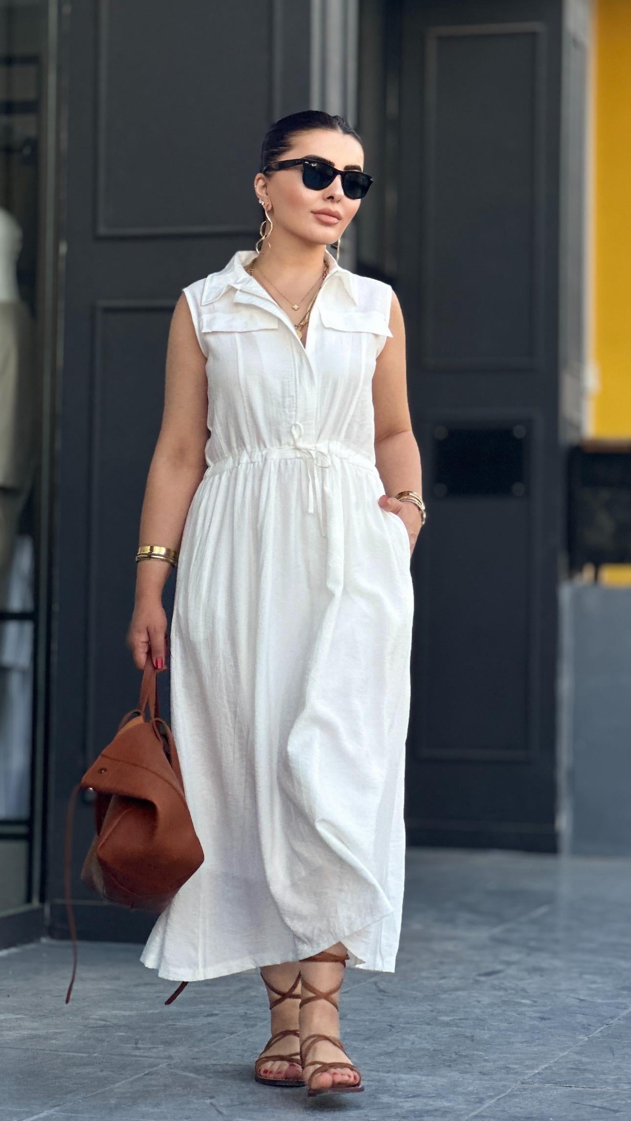 White Zip-Up Lined Dress