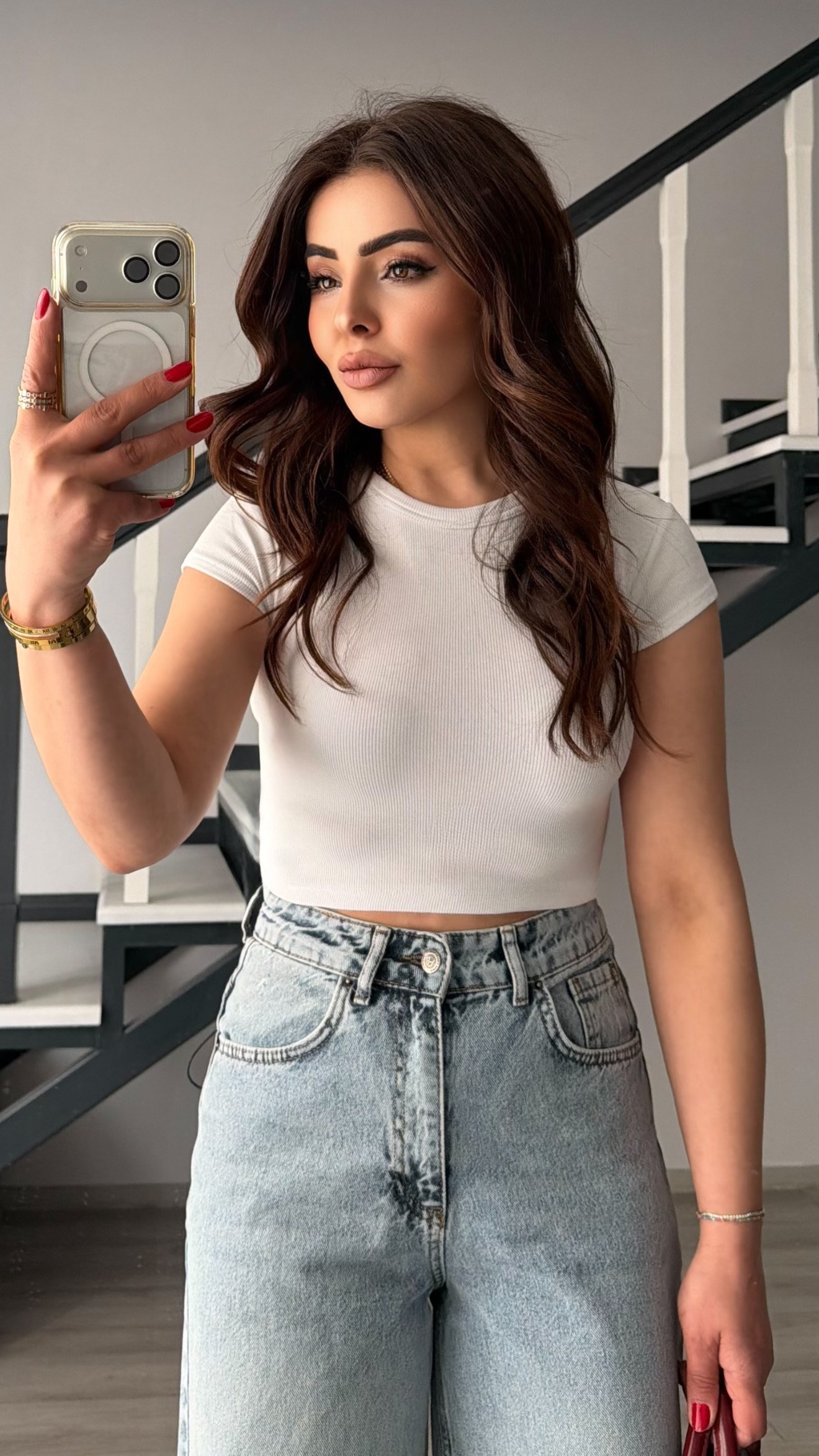 Beyaz Fitilli Crop Bluz