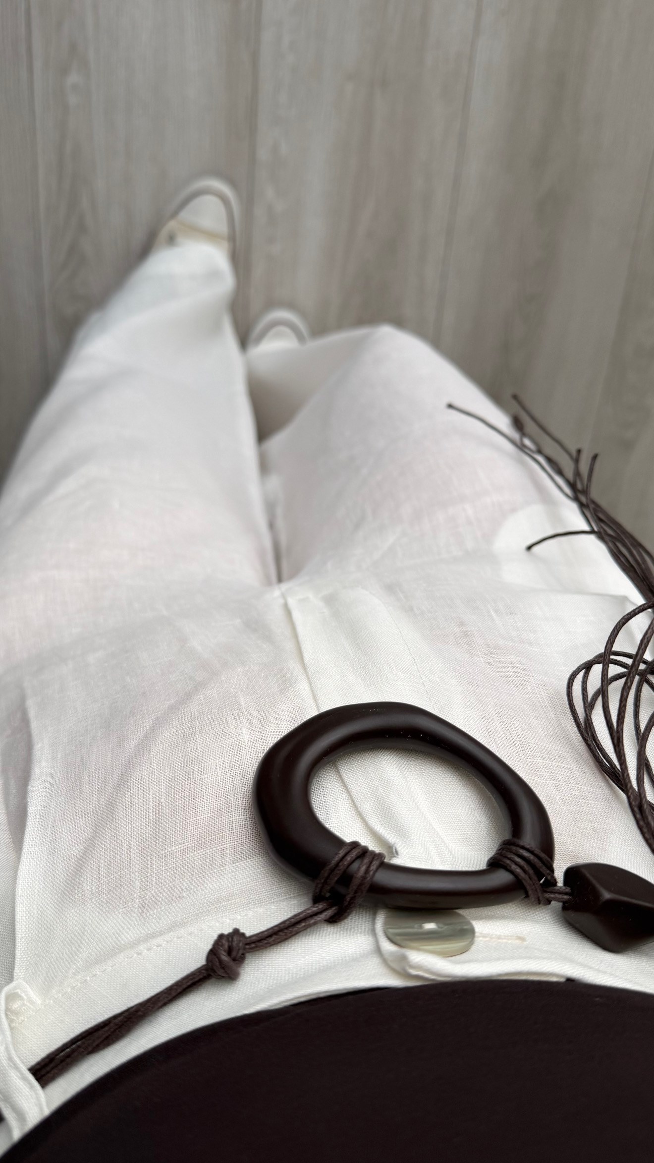 White Belted Raw Linen Pants