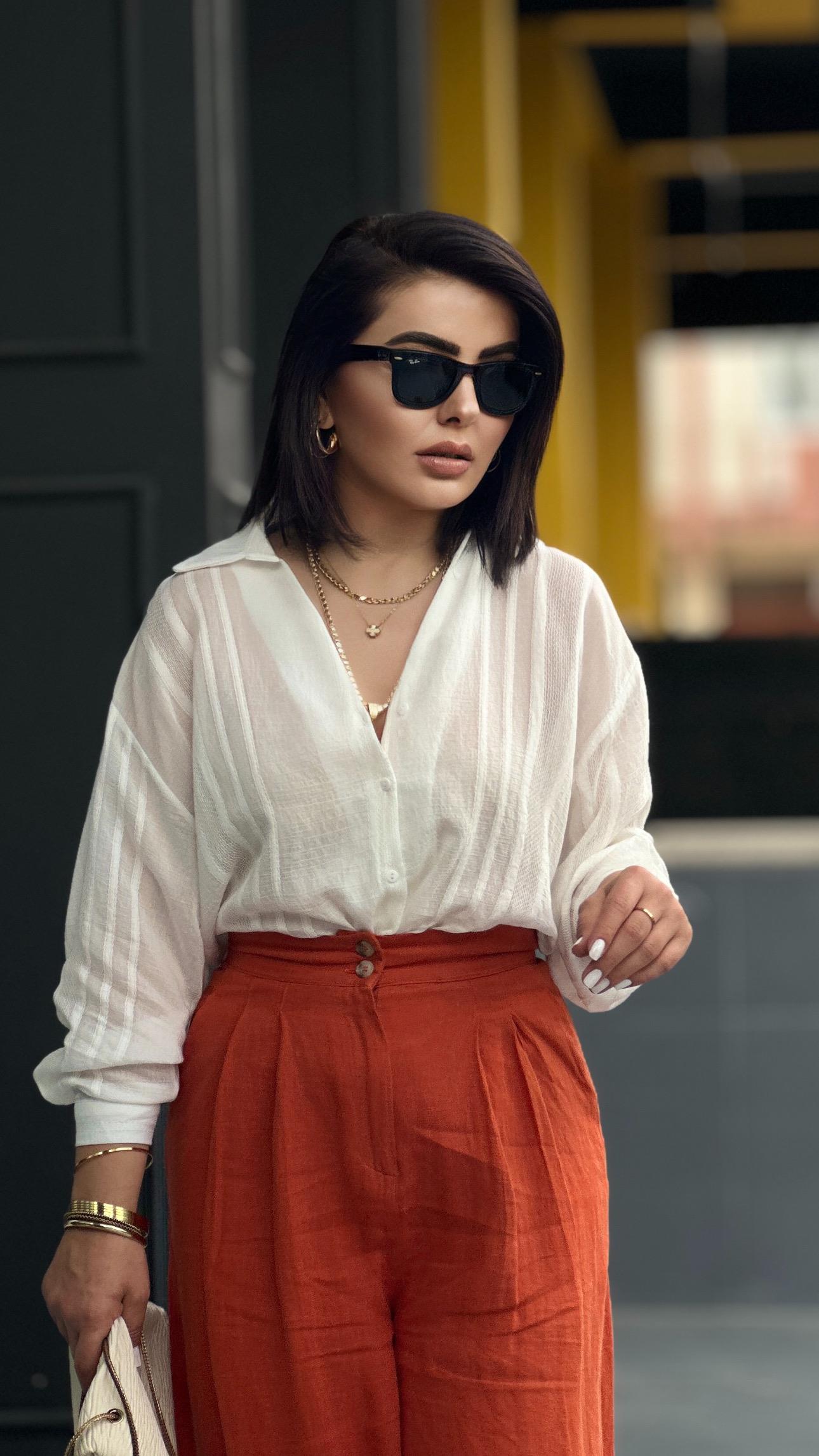 White Self-Striped Transparent Shirt