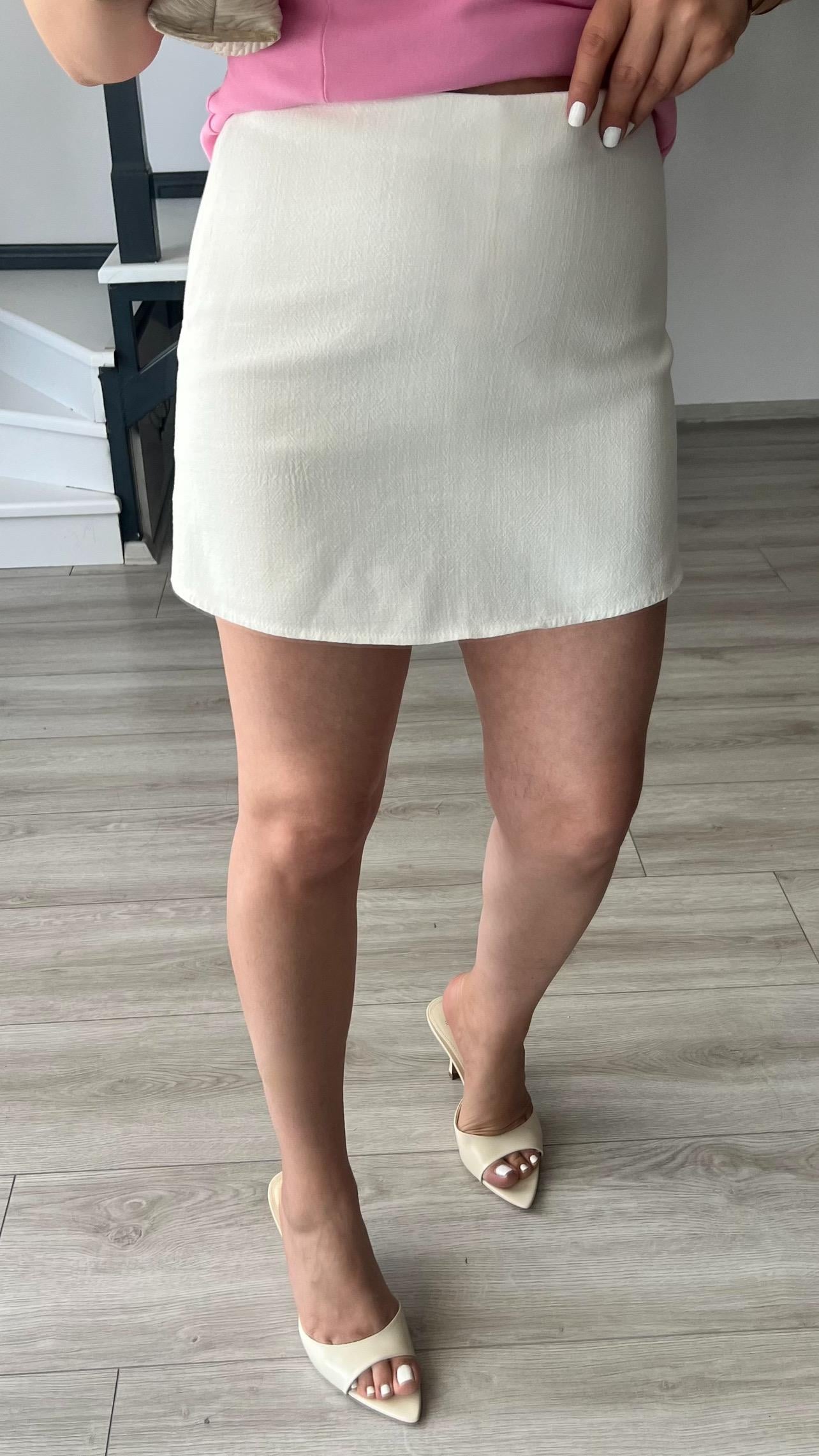 White Linen Short Skirt