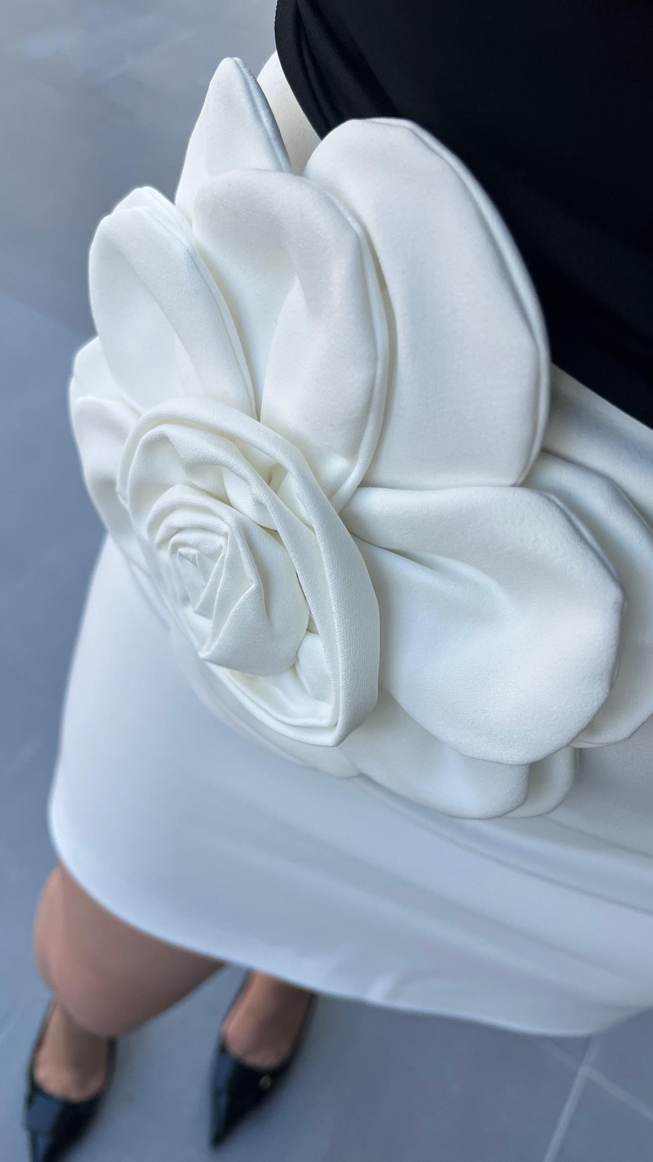 White Premium Mini Skirt with Floral Details