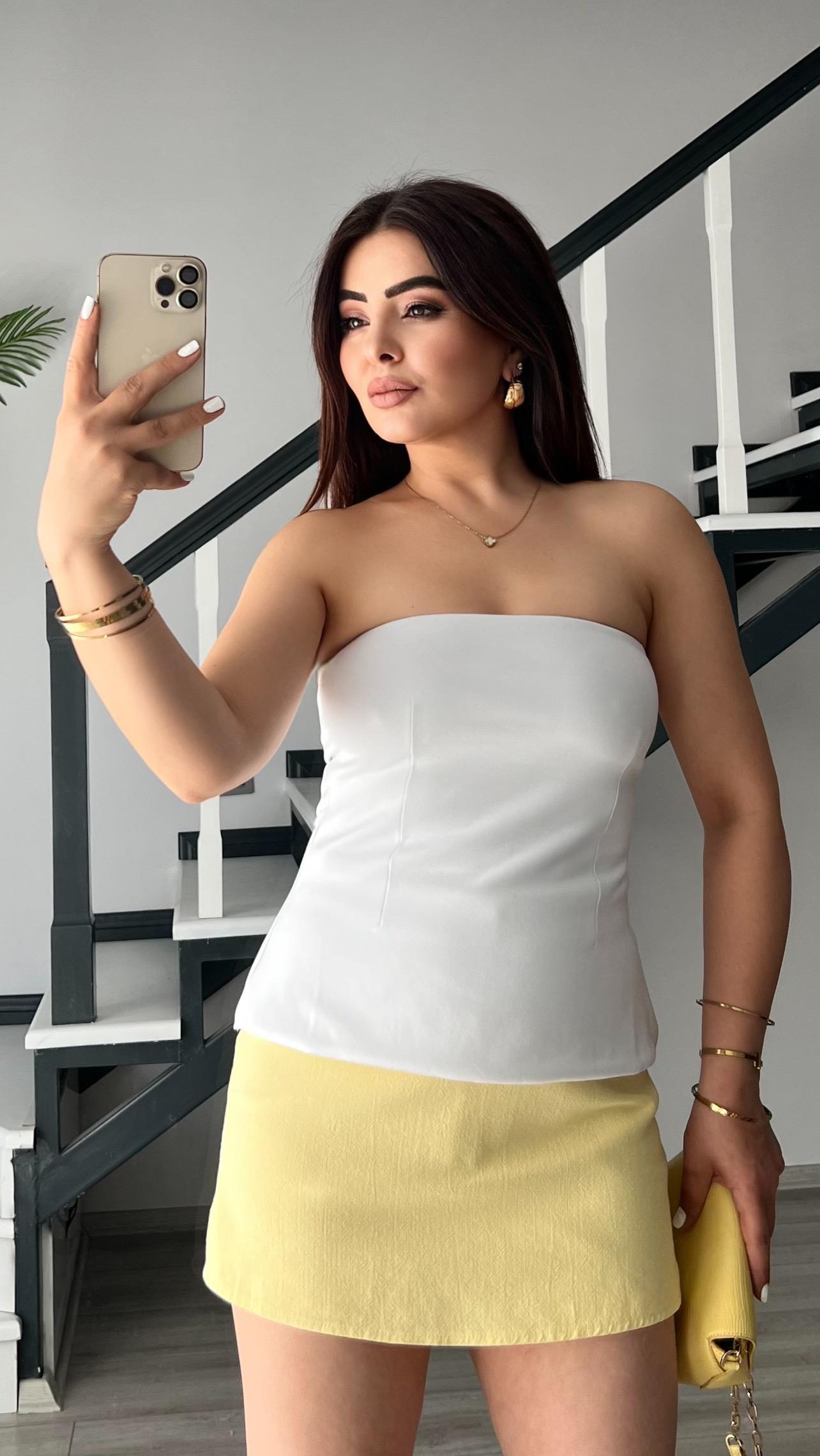 White Strapless Blouse